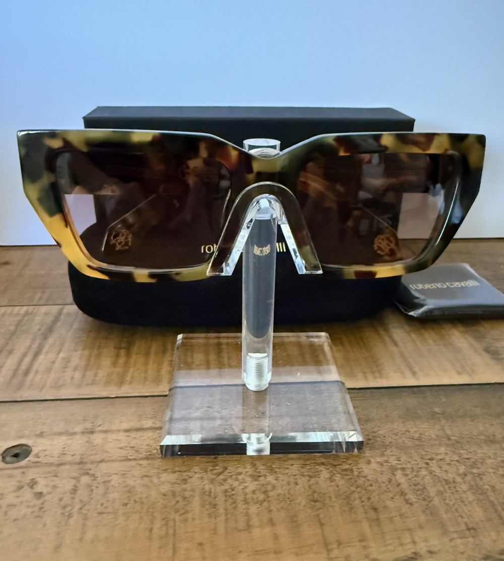 Roberto Cavalli SRC016 0AGG Sunglasses Women's Tortoise Oversized Square Italy - Picture 1 of 11